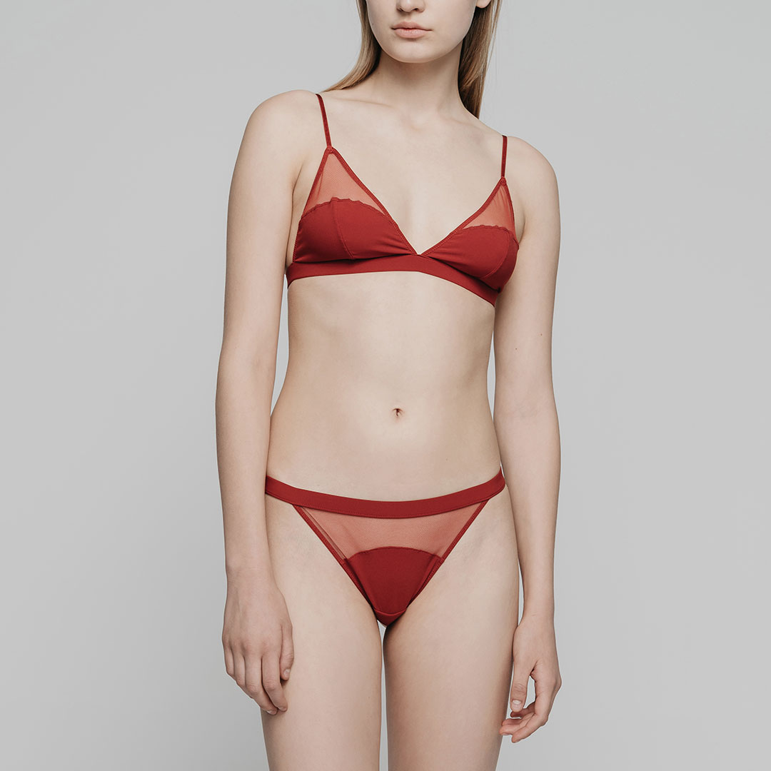 variable｜ Triangle Soft-Cup Bra Set | Maroon